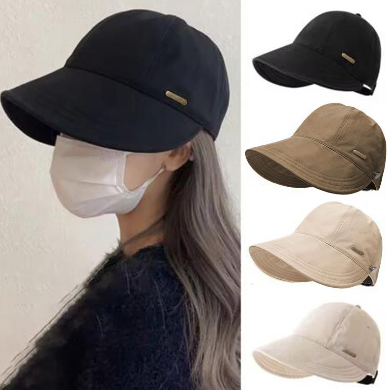 Chapéu de pescador feminino de verão com aba larga, chapéu de sol dobrável e portátil para meninas, chapéu de sol simples ajustável para proteção solar ao ar livre