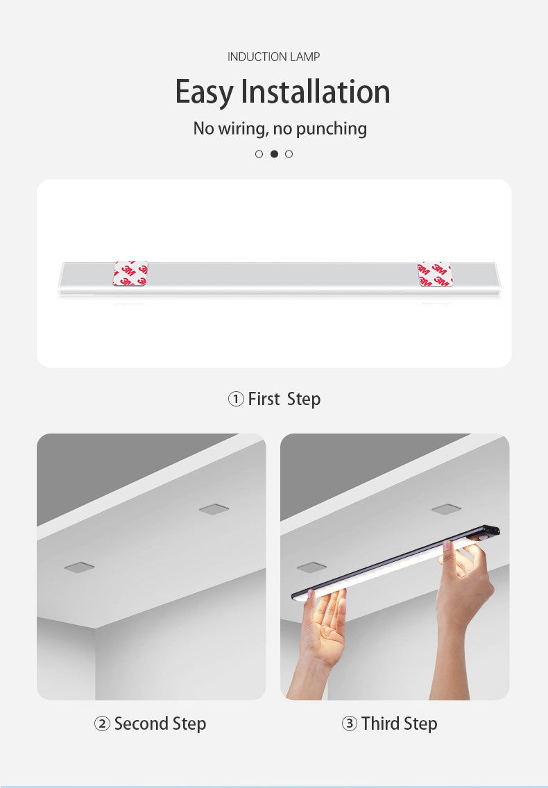 LED Cabinet Light Type C Rechargeable Motion Sensor Night Lights for Kitchen Wardrobe Cabinet Lighting 10cm/20cm/30cm/40cm/50cm