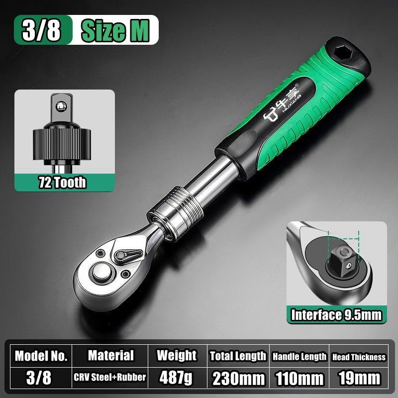 Chave Catraca Telescópica Soquete para Reparação Automotiva, Conjunto de Catraca com Cabeça Ajustável, Chave de Liberação Rápida de 72 Dentes, Ferramenta Manual
