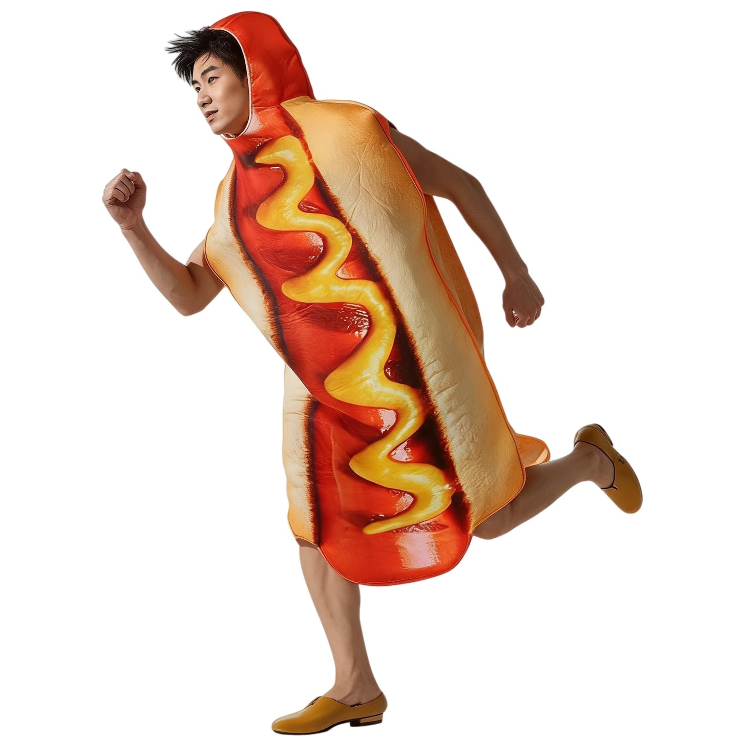 Adult Funny 3D Print Hot Dog Costume Halloween Food Sausage Pizza Burger French Fries Cosplay One-Piece Costume Party Jumpsuit