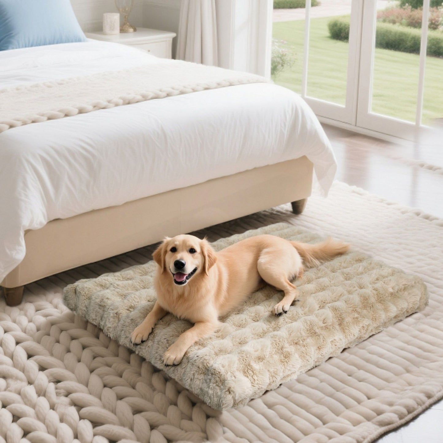 Cama M-4GG para Cães de Pelúcia Ultra Macia Cama Calmante para Gatos Base de Espuma Mais Espessa Cama para Caixas Múltiplas Opções de Tamanho para Cães