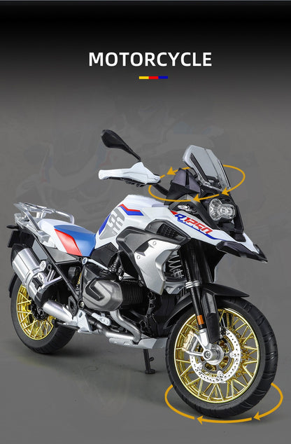 1/9 R1250 GS ADV Liga De Motocicleta De Corrida Diecasts Rua Esportes Motocicleta Modelo Simulação Com Luz Coleção Crianças Brinquedos Presente
