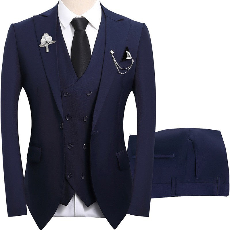 High Quality Classic Men Suit Tuxedo Peak Lapel Groomsmen Wedding Suits Set 3 Pieces(Jacket+Pants+Vest)Fashion Men Business Suit