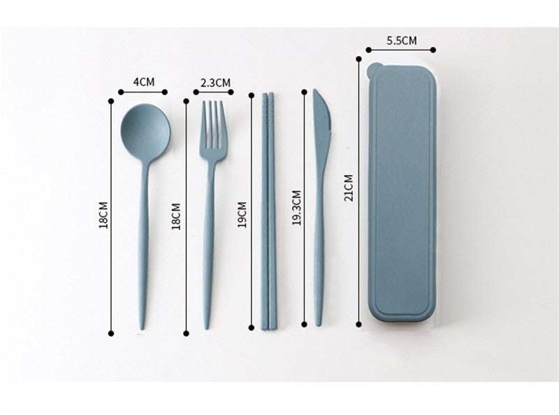 Colher Garfo Pauzinhos Talheres 1PCS/Conjunto Caixa de Louça de Palha de Trigo Jantar Crianças Adulto Viagem Portátil Acessórios de Cozinha