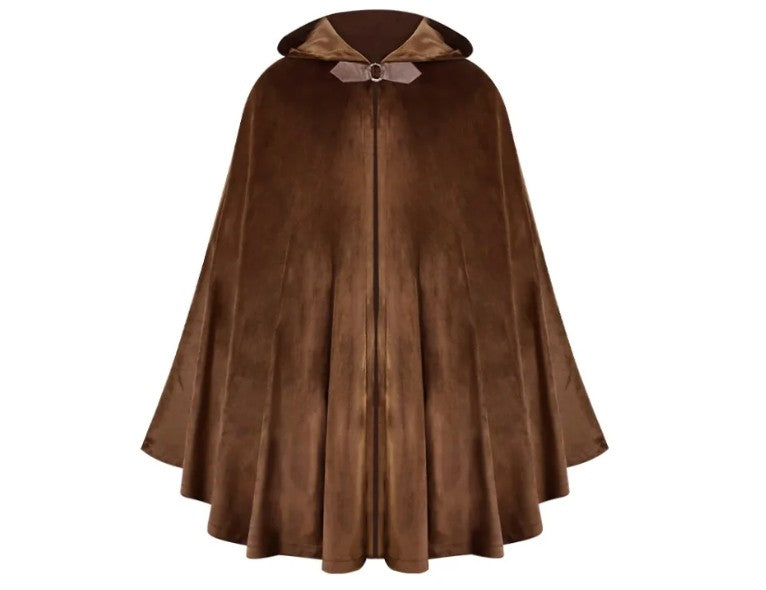 Adult Unisex Short Renaissance Hooded Cape Velvet Archer Hunter Cloak Victorian Capelet Medieval Hobbit Halloween Costume