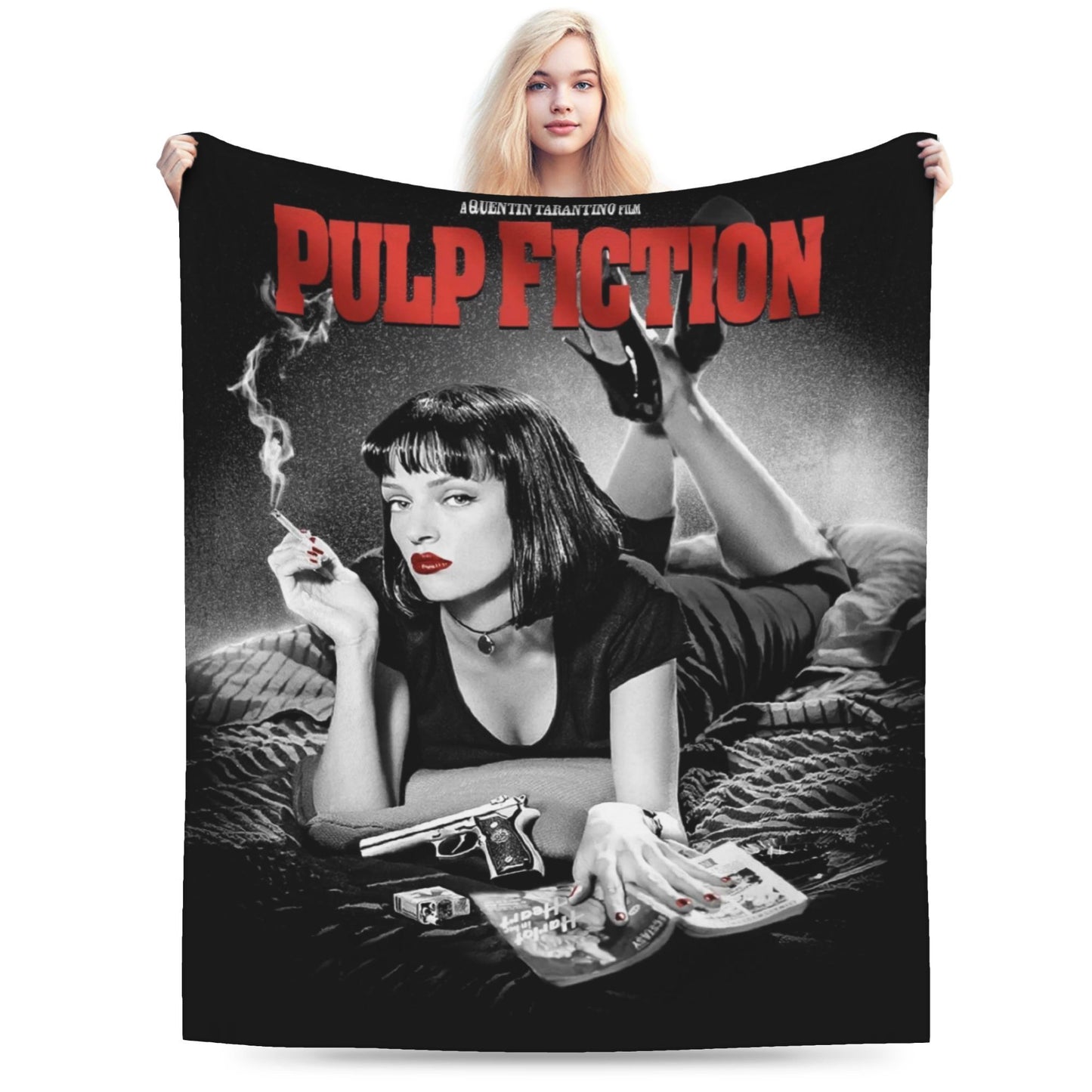 Pulp Fiction Filme Clássico Manta de Flanela Inverno Quente Macia para Estudantes Quarto Aconchegante Colcha de Sofá-Cama