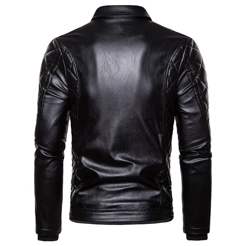 New Winter Fleece Motorcycle Leather Jacket Men Turn Down Fur Collar Slim Fit Warm PU Bomber Jackets Coats Mens Moto Biker Coat