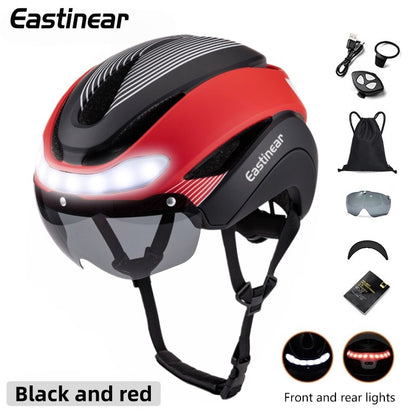 Eastinear Road Bicycle Helmet Rear Led Lights With Turn Signals With Magnetic Googles & Sun Road Bicycle Helmets For Men Women