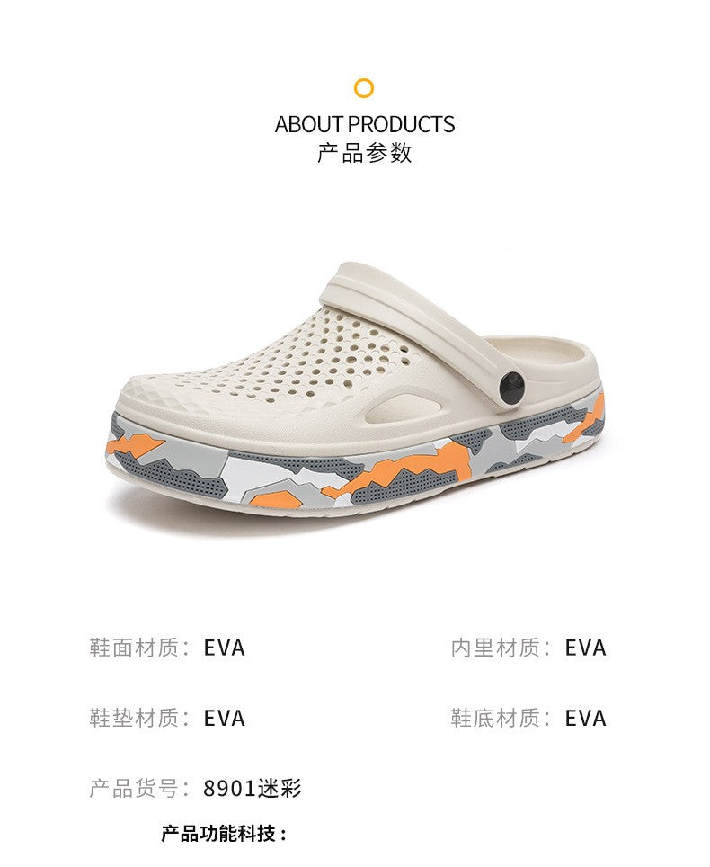 New Men's Sandals Driver Shoes EVA Light Slippers Unisex Colorful Camouflage Decoration Summer Beach Shoes Zapatos Hombre