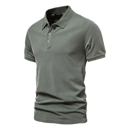 AIOPESON 100% Cotton Solid Color Men's Polo Shirts Casual Short Sleeve Turndown Men's Shirts Fashion Streetwear Polos for Men