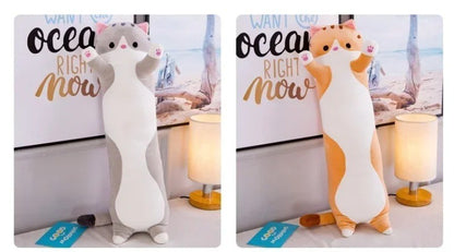 Long Cat Plush Body Pillow Creative Cute Animal Stuffed Cushion Soft Sofa Decorative Throw Pillow Large Sleeping Cushion Decor