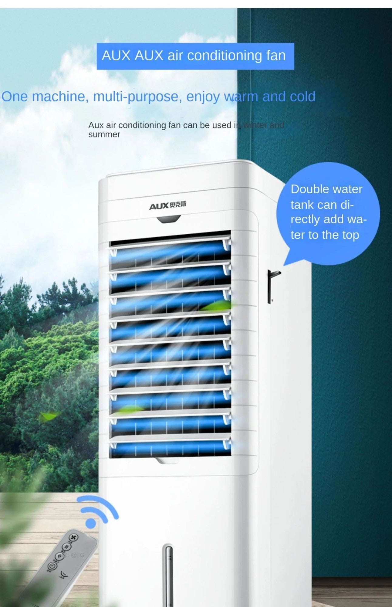Ventilador de Ar Condicionado Portátil AUX Inovador 220V, Ventilador de Ar Frio de Uso Duplo com Funções de Aquecimento e Resfriamento A