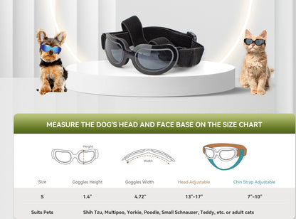 ATUBAN Capacete e Óculos de Sol para Cães Pequenos, Óculos de Proteção UV para Cães Médios, para Cães Dirigirem ao Ar Livre e Passearem