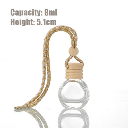 5PCS 8-12ml Empty Clear Glass Car Perfume Bottle Auto Air Freshener Car Decoration Pendant Essential Oil Diffuser Container