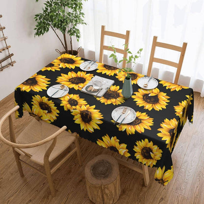 Yellow Black Sunflower Floral Rectangle Tablecloth Table Decor Reusable Farmhouse Kitchen Dining Table Runner Party Decorations