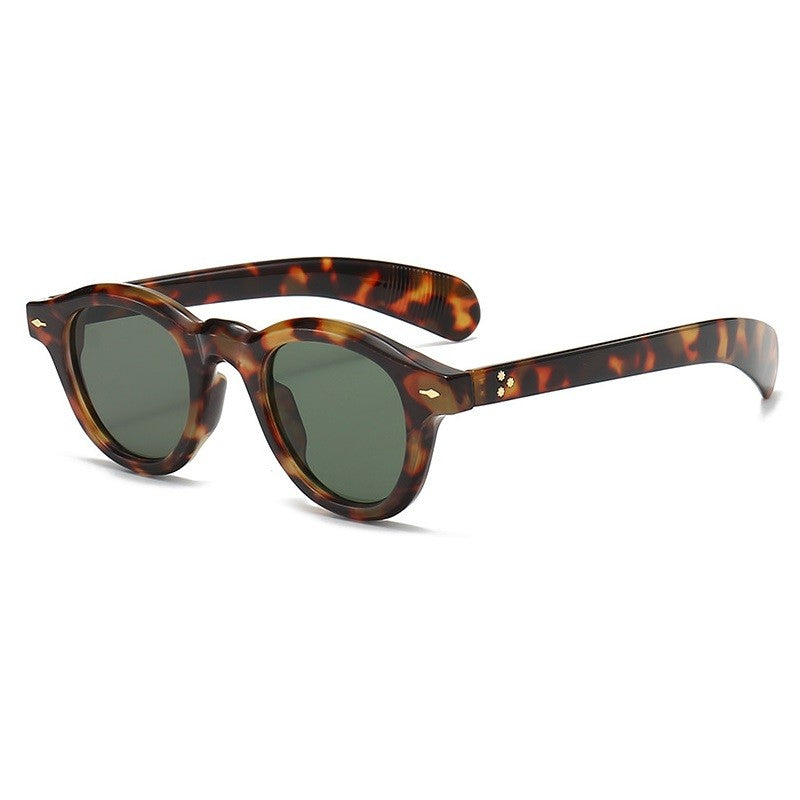 Óculos de sol pequenos redondos da moda femininos retrô com lentes transparentes Ocean Shades UV400 masculinos com rebites estilo punk