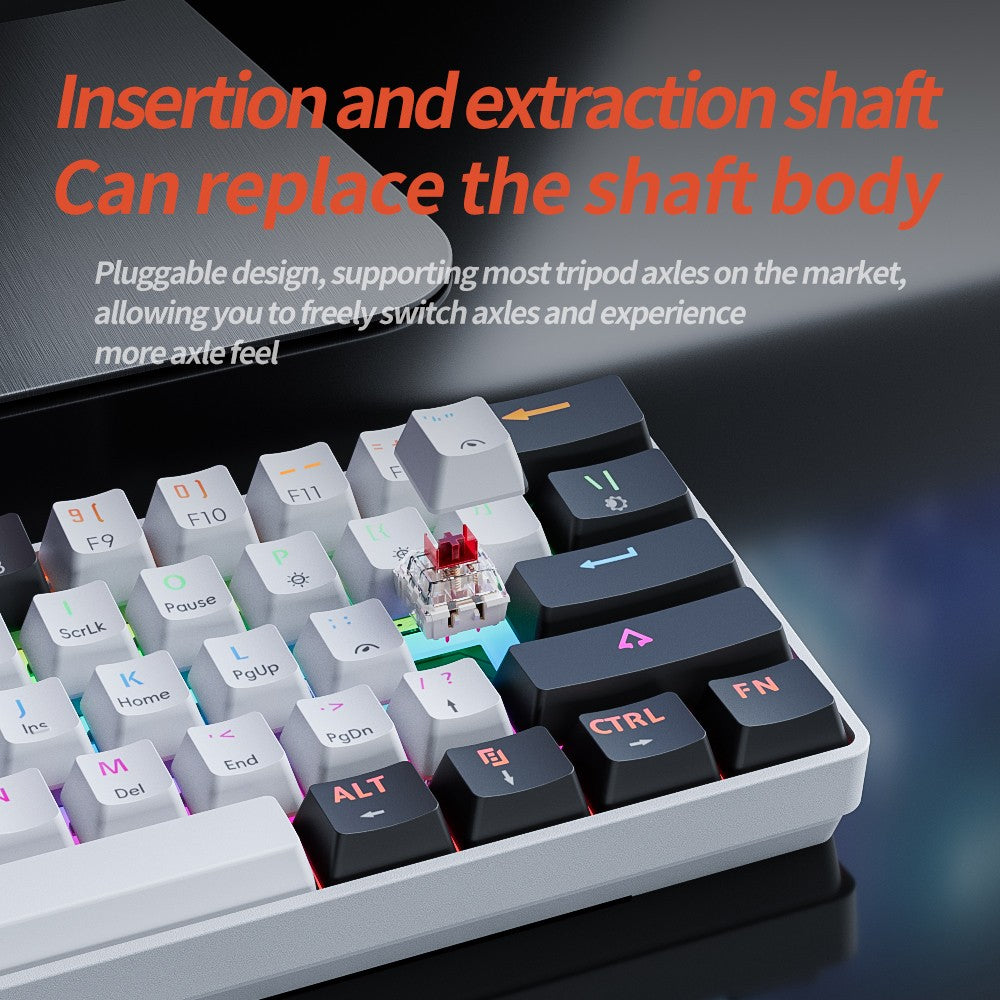 MUCAI MK61 RGB backlit esports gaming mechanical keyboard with red axis wired detachable cable USB interface hot swappable