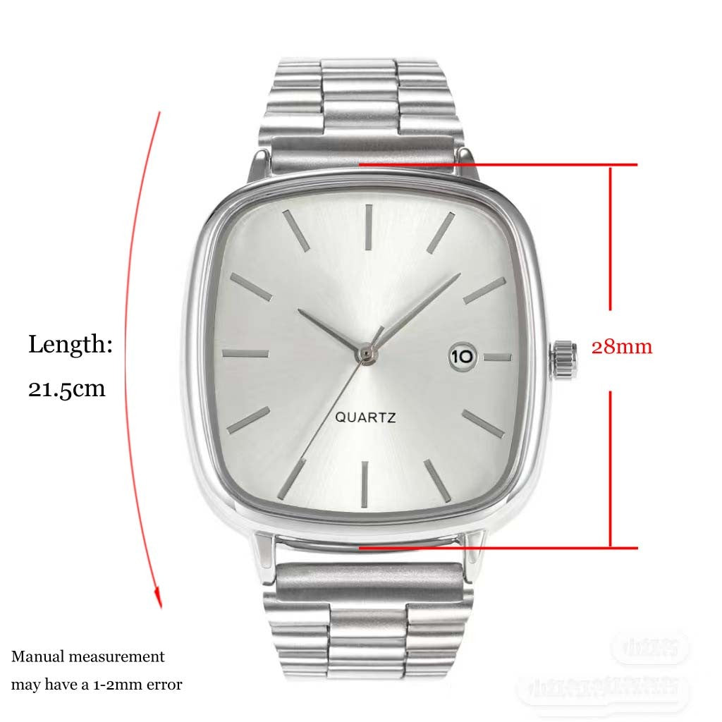 Luxury Square Quartz Watch for Men Casual Student Fashion Simple Design Versatile Stylish Calendar Watches Male Female