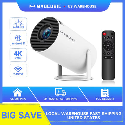 Projetor Magcubic HY300 Pro 4K 260ANSI Android 11 Portátil Dual WiFi6 BT5.0 Cinema ao Ar Livre Home Theater Suporta 720P
