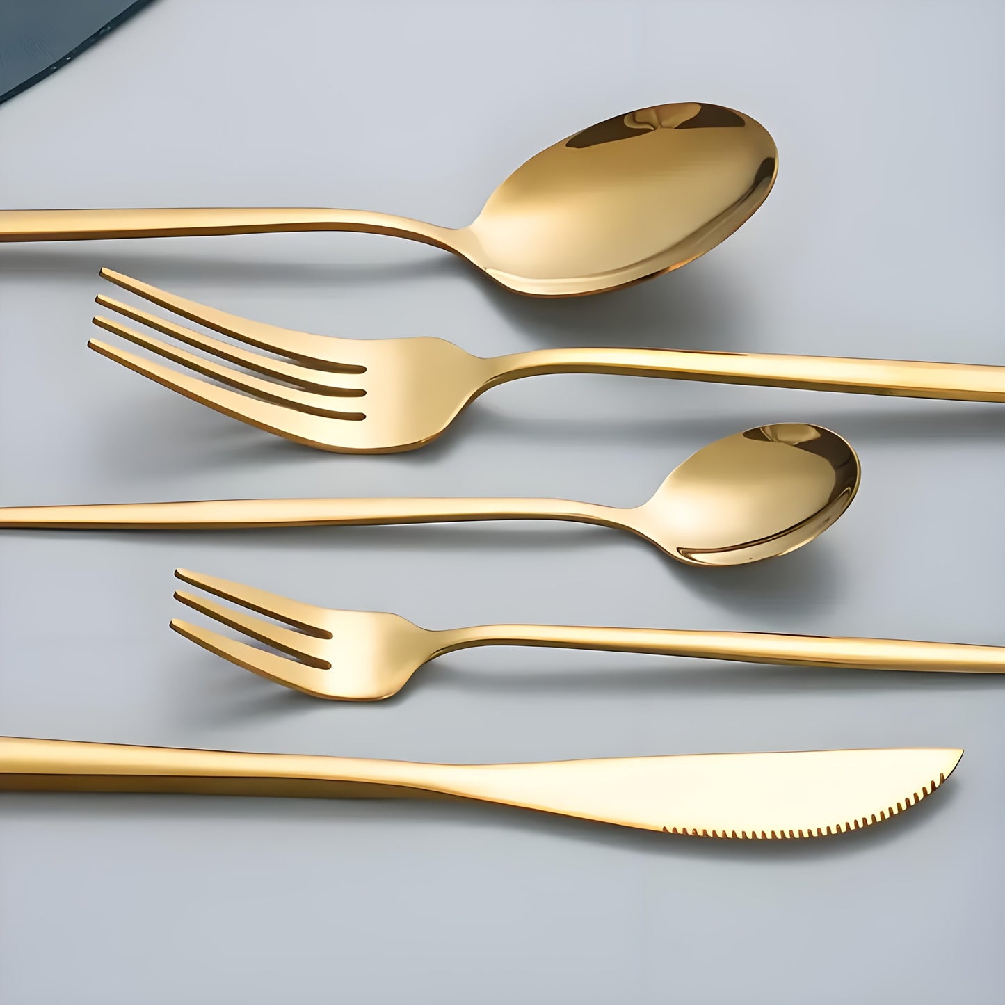 30 Talheres Dourados Prateados Conjunto de Talheres Aço Inoxidável Faca Garfo Colher Jogo de Mesa Conjunto de Talheres de Luxo para Cozinha de Festival