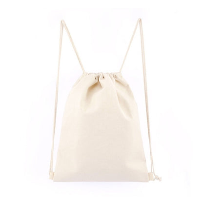 Saco de Cordão Simples Mochila Esportiva para Homens e Mulheres Sacola de Cordão Mochila de Lona de Algodão Respirável