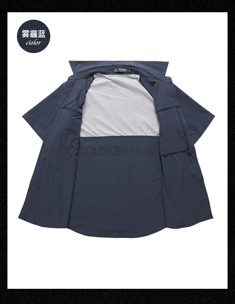 2024 Summer New Cargo Shirt Short Sleeve Men's Cargo T-shirt Outdoor Navy Multi-pocket Breathable Camping Hiking Work Shirts