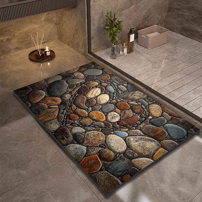 Stone Design Diatomite Bath Mat Bathroom Non-slip Shower Foot Mats Absorbent Quick Dry Toilet Rugs Carpet Doormat Washable