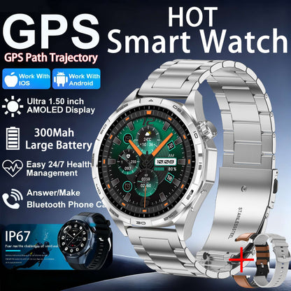 2026 Novo Smart Watch Masculino Relógio 6 AMOLED HD Tela Multi-Esporte Chamada Bluetooth GPS Trajetória Frequência Cardíaca Oxigênio no Sangue SmartWatches