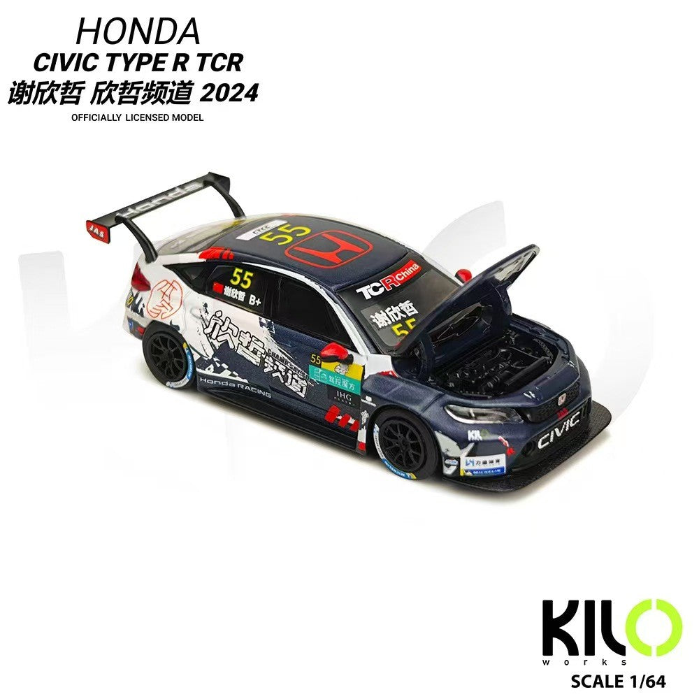 Novidade em Estoque Kilo Works 1:64 Honda Civic Type R Tcr 2025 Apa Xpo Exhibition Edição Limitada Modelos em Miniatura de Liga Fundida Brinquedos