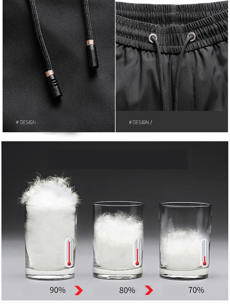 Autumn And Winter New Men's Solid Color Drawstring Pants Outdoor Fitness Jogging Pants Thickened Big Yards Down Pants
