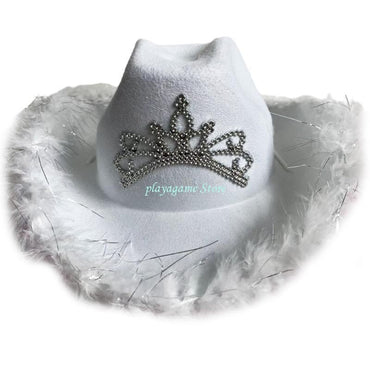 Y88A Furry Trims Western Hat Western Jazzs Party Hat Woman Cowgirls Hat Party