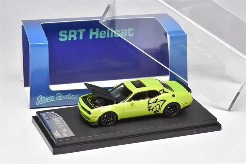 Novo Dodge Challenger Srt Hellcat Carro De Brinquedo Miniatura 1:64 Simulação Liga Abre Capô Presente Para Crianças