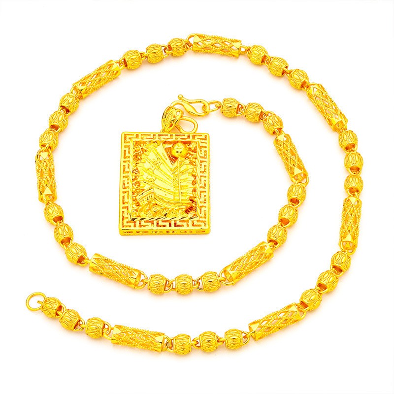 Men Smooth Sailing Necklace 24K Gold AU999 - Smooth sailboat edges, fine links, comfortable skin-friendly wear