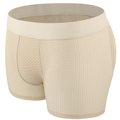 Men Hip Lift Body Shaper Sponge Fake Butt Padded Boxer Briefs Hollow out Breathable Slimming Underwear Body Shaping Enhancement