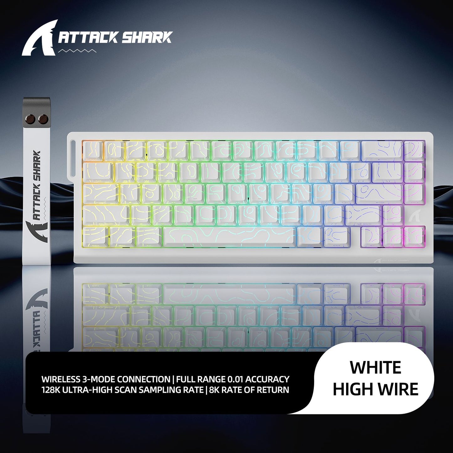 ATTACK SHARK X68PRO HE Wireless Keyboard,Magnetic Switch,With 0.01mm RT Accuracy,8KHz Polling Rate,0.125ms Latency,RGB Backlight