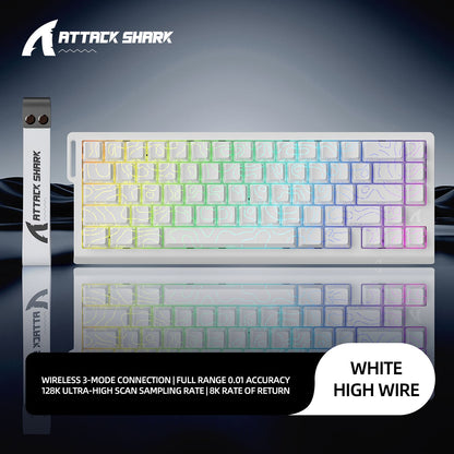 ATTACK SHARK X68PRO HE Wireless Keyboard,Magnetic Switch,With 0.01mm RT Accuracy,8KHz Polling Rate,0.125ms Latency,RGB Backlight