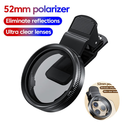 Filtro CPL Universal 52 mm com clipe para celulares iPhone Samsung