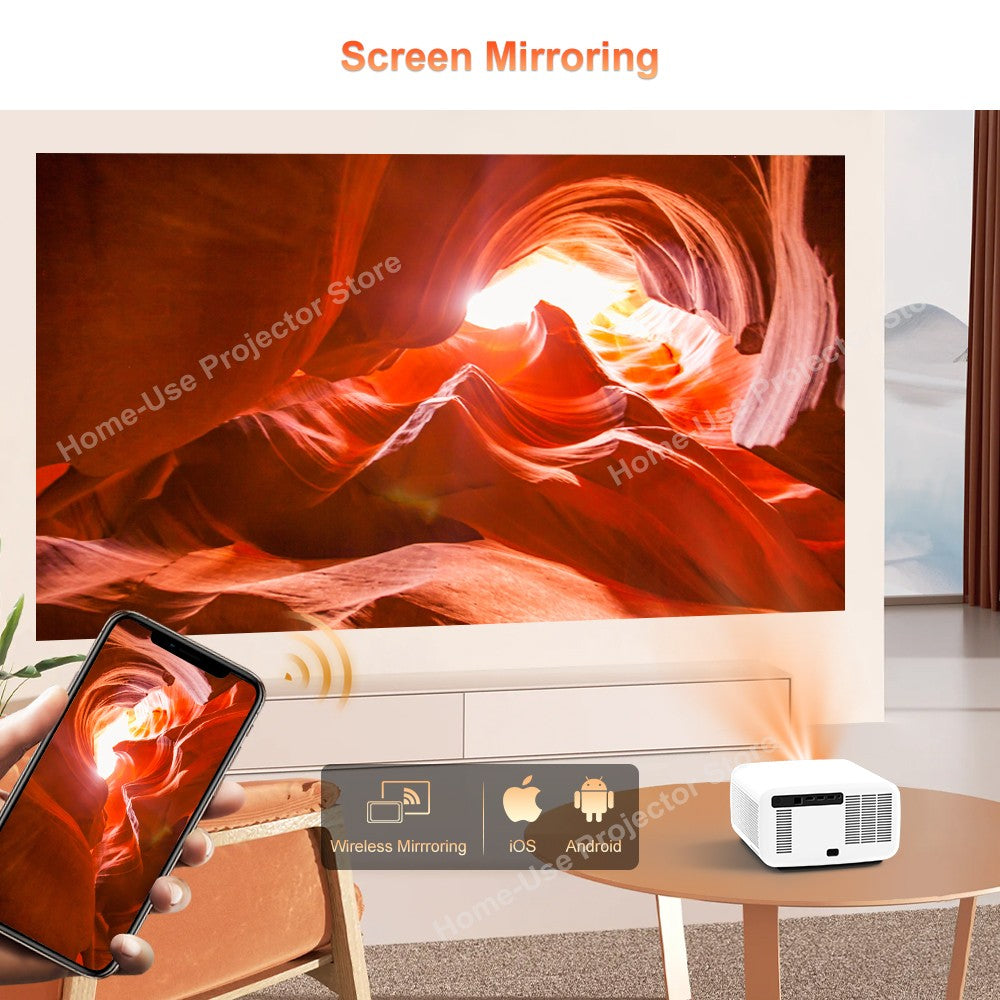 Projetor FlixTone D9W Ultra 3000 ANSI Full HD 1080P para Filmes Android WiFi 6 Home Theater Projetor Beam para Vídeos ao Ar Livre