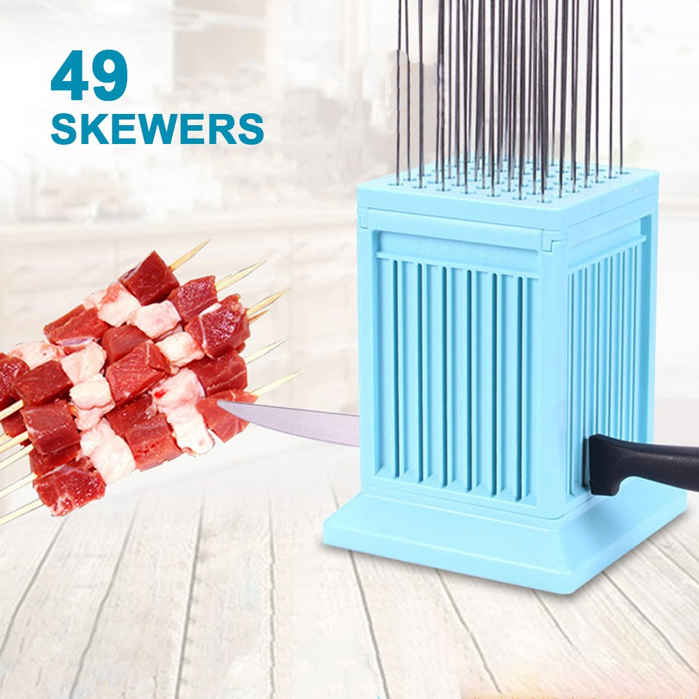 49 Holes Bbq Meat Skewer Maker Meat Cutter Lamb Beef Barbecue Skewer Portable Meat Skewer Maker Box Kitchen Barbecue Accessories
