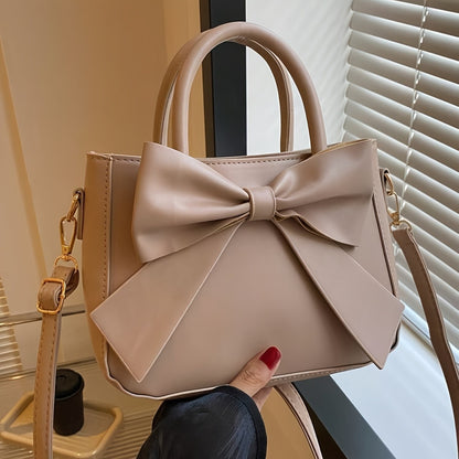 Ladies' bow handbag, elegant crossbody bag, hand-held small square bag, fashionable single-shoulder bag, fashionable accessory