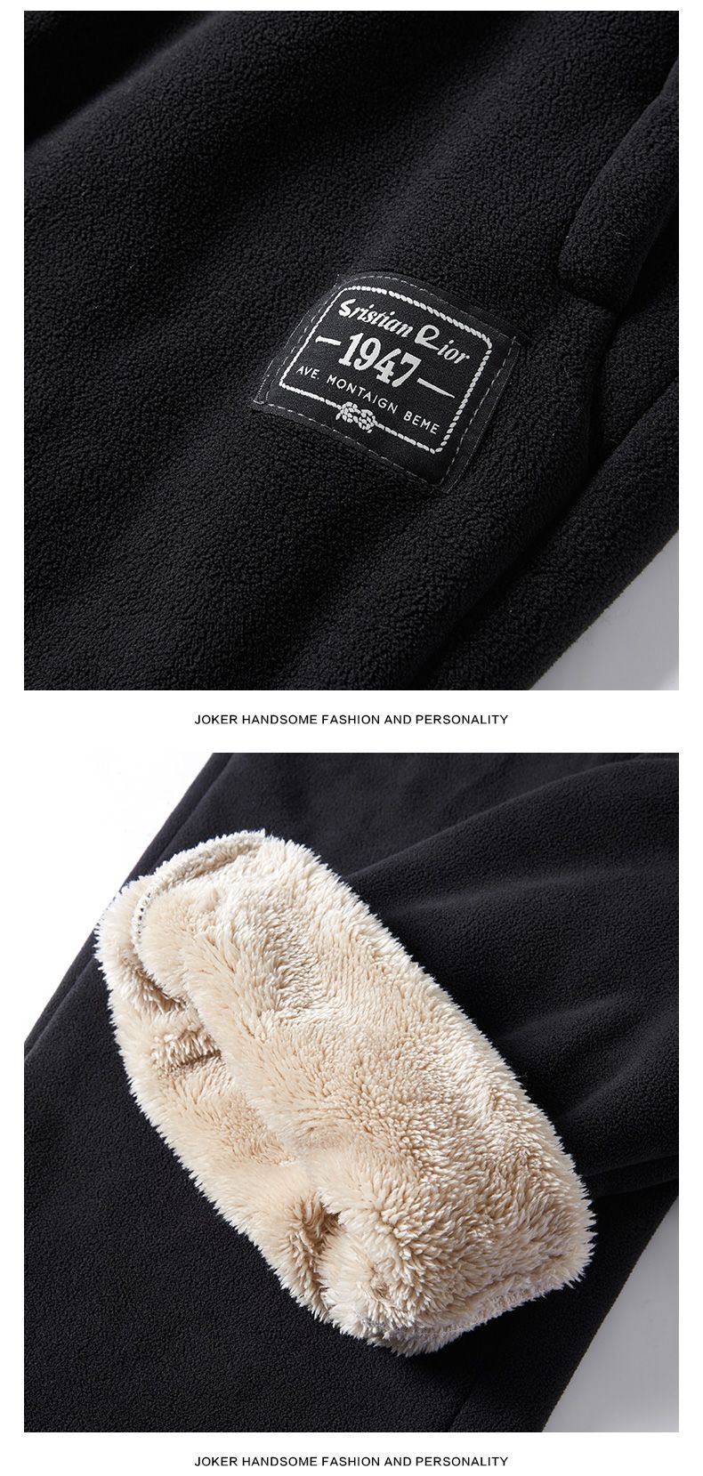 IPPOLICH Mens Winter Casual Pants Outdoor Plush Velvet Thickened Cold-proof Pure Cotton Casual Pants Men Windproof Warm Trousers