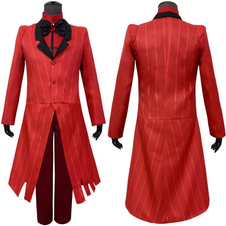 Alastor Hazbin Cosplay Costume Hotel Radio Demon Cosplay Red Jacket Shirt Pants Gloves Tie Uniform Halloween Full
