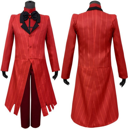 Alastor Hazbin Cosplay Costume Hotel Radio Demon Cosplay Red Jacket Shirt Pants Gloves Tie Uniform Halloween Full