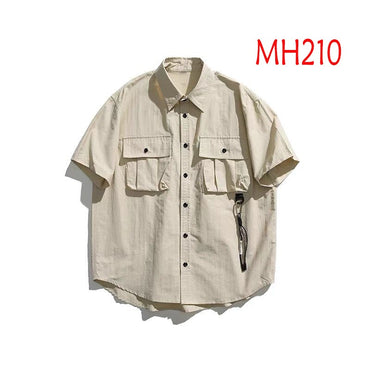 Retro workwear short sleeved suit men's summer thin half sleeved shirt men's street suit MH210