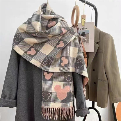 NOVA Lenço Feminino Disney Mickey Desenho Animado Fofo Mickey Meninas Lenço de Cashmere Macio Outono e Inverno Quente Moda Presentes de Feriado