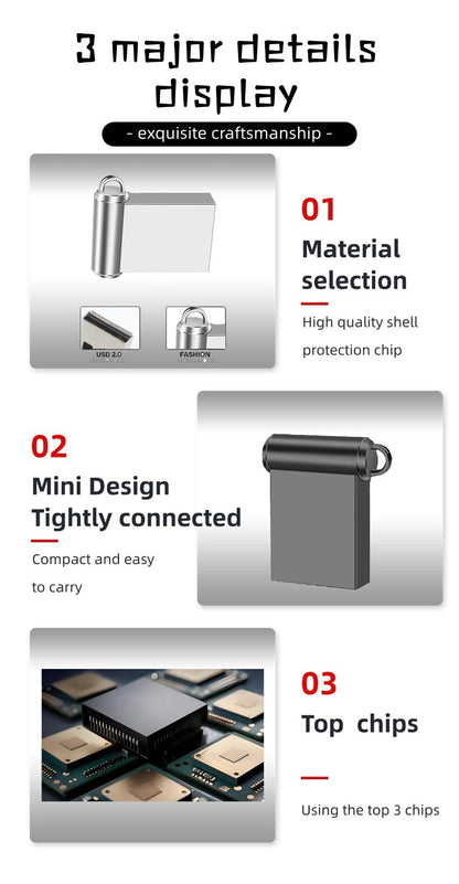 Mini Drive 128G Pendrive USB 64Gb de Alta Velocidade Pendrive Memória USB Stick 32Gb Metal Gb Pen Drive USB 8Gb USB Stick 128 Gb