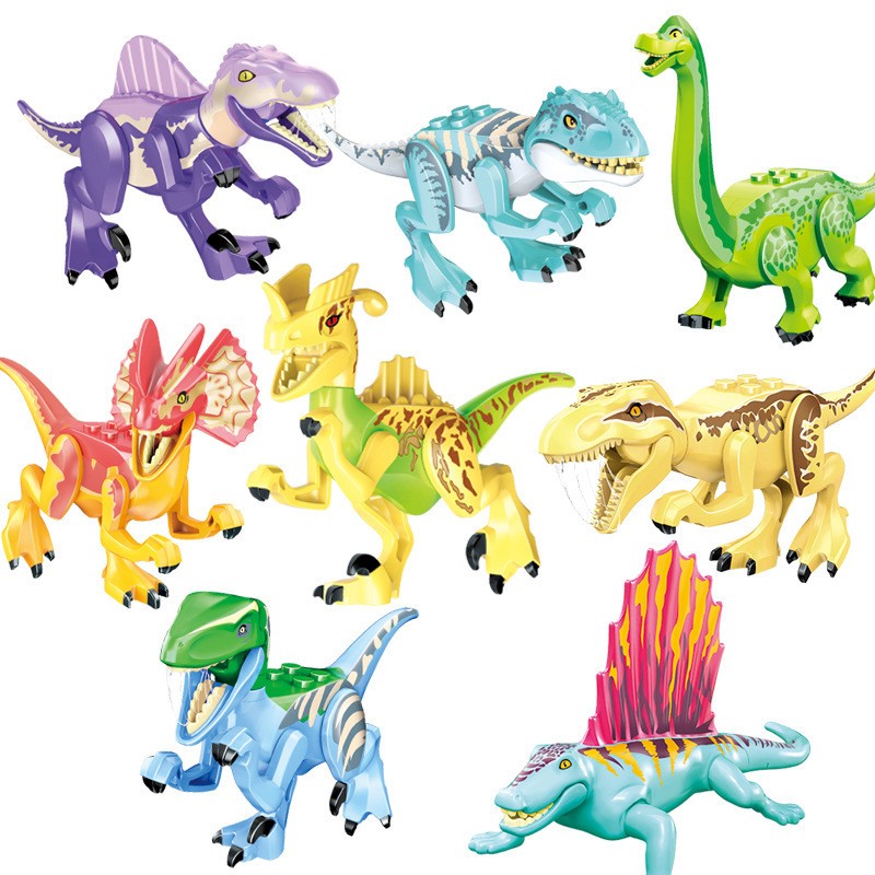 Dinosaur Jurassic Set World Park 3 Model Building Blocks White T Indominus Rex Dino Breakout 8pcs Mosasaurus Velociraptor Animal
