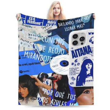 Aitanaed Singer Alpha Album Cobertores Ultra-Macios de Lã Coral de Pelúcia, Presente Relaxante, Mantas, Colchas