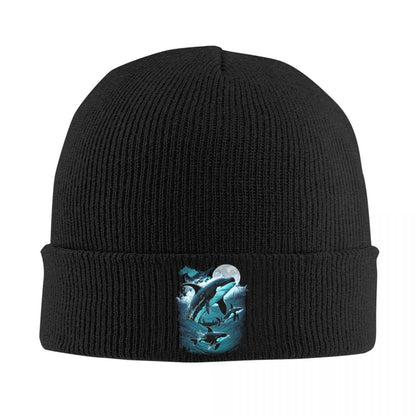 Orca Aquatic Sea Ocean Top Tees Killer Whale Warm Knitted Cap Hip Hop Bonnet Hat Autumn Winter Beanies Hats for Men Women Adult