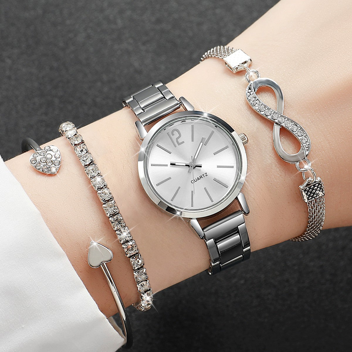 4pcs/set Women's Light Luxury Elegant Quartz Temperament Watch Casual Sports Style Quartz Watch With Bracelet (Box Not Included)